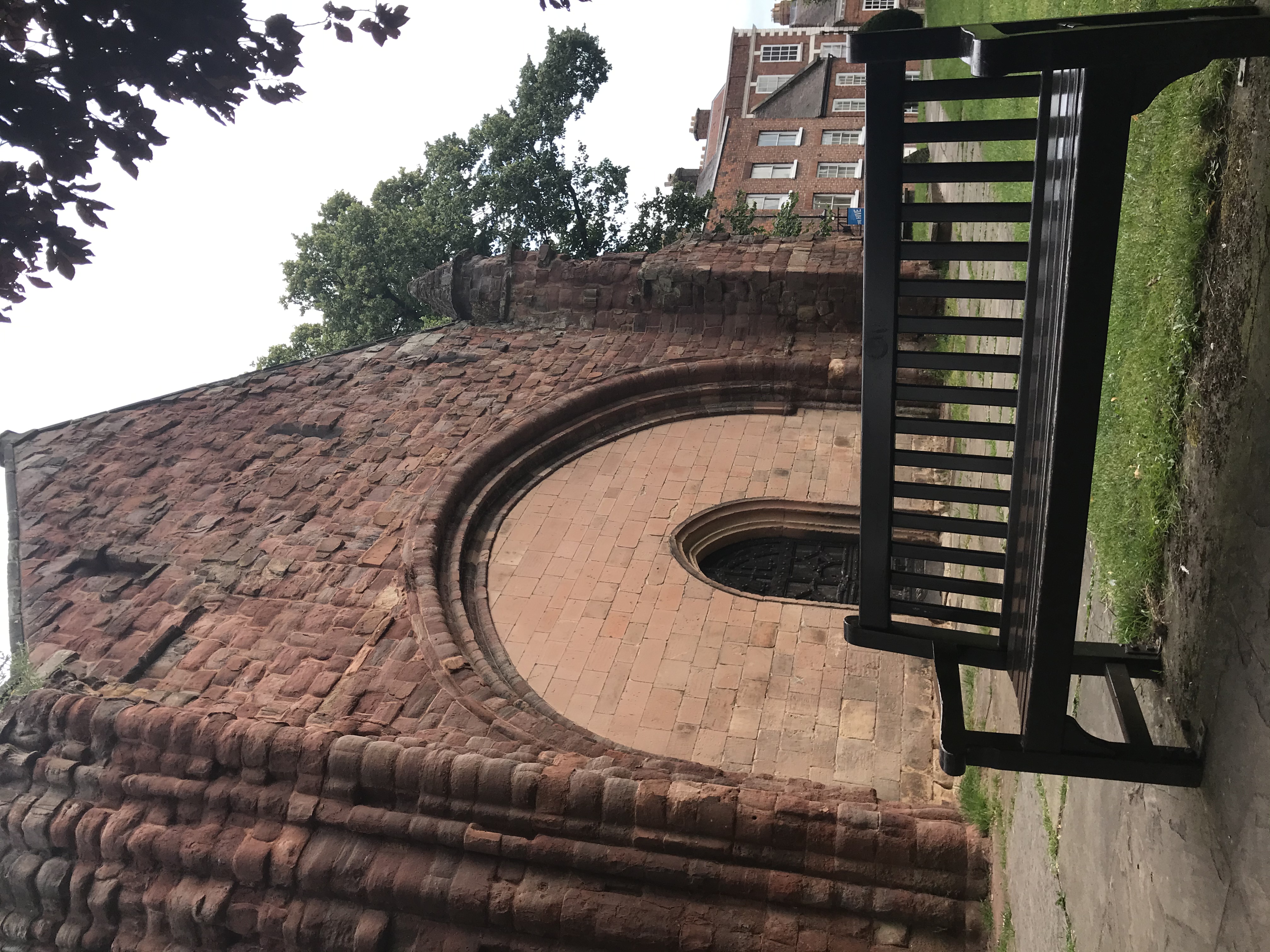 Creating a travel writing website Remains of Old Saint Chad's church, Shrewsbury. In the foreground, the bench where, during lockdown, a series of blunt discussions were held with Scott about developing a virtual home for my travel writing.