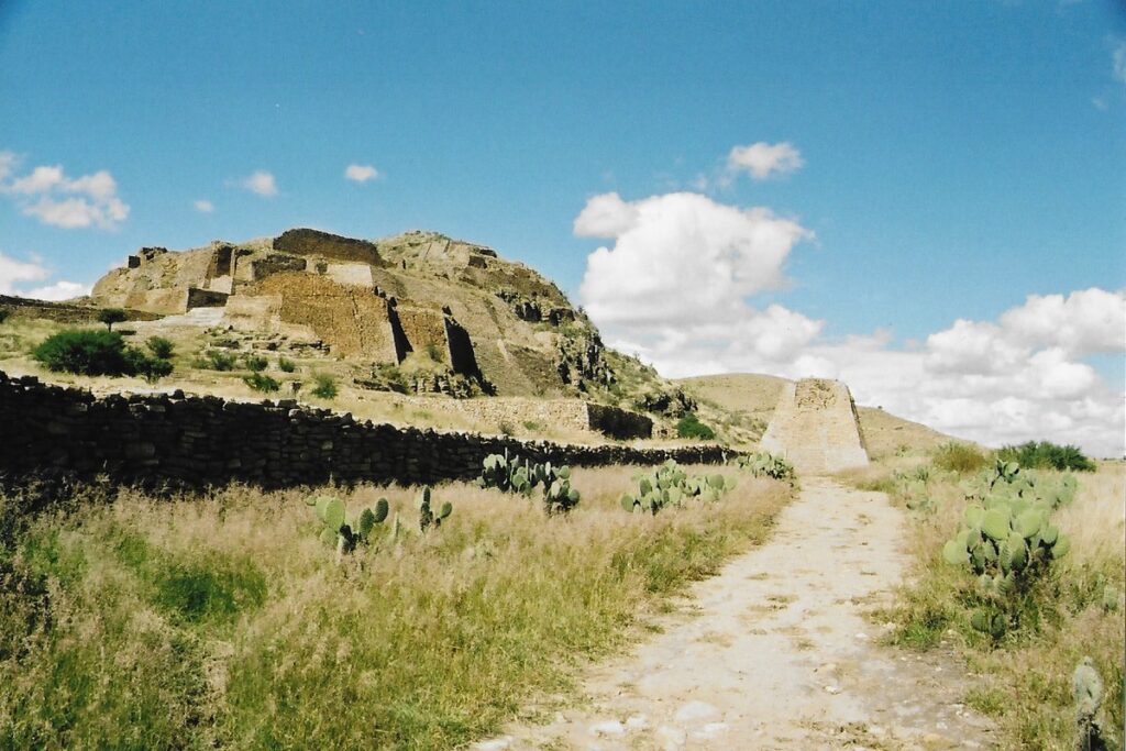Ruins of a stepped pyramid at the ancient city of La Quemada, near Zacatecas.