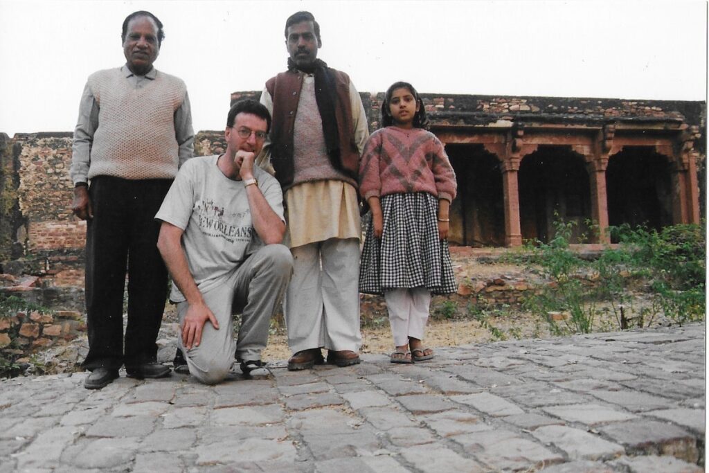 Yogendra Dixit, Uncle and daughter with the author, in the ruins of Fatehpur Sikri