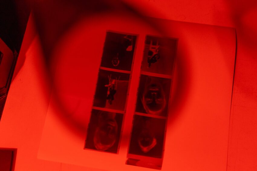 negative filmstrips through an ocular lens