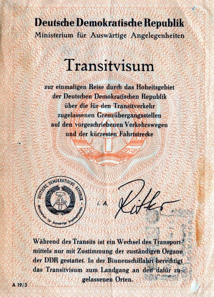 (Reverse of visa)